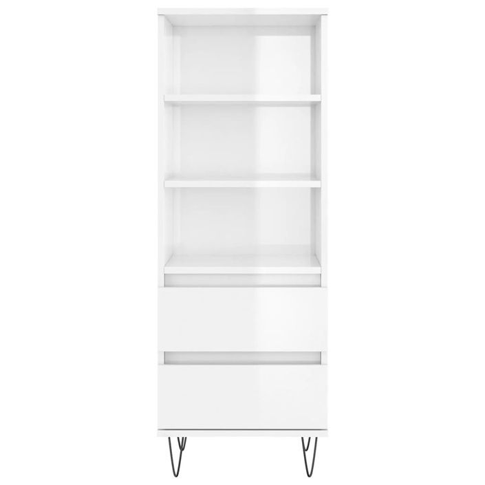 Buffet haut Blanc brillant 40x36x110 cm Bois d'ingénierie - Photo n°5