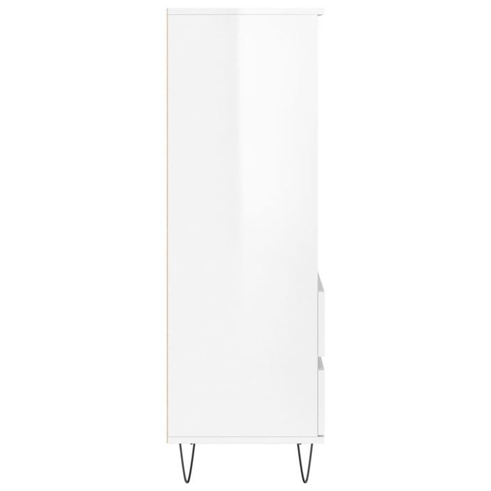 Buffet haut Blanc brillant 40x36x110 cm Bois d'ingénierie - Photo n°7