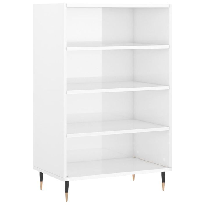 Buffet haut blanc brillant 57x35x90 cm bois d'ingénierie - Photo n°1