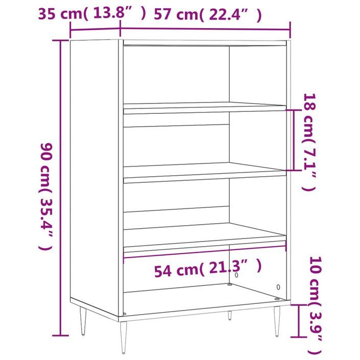 Buffet haut blanc brillant 57x35x90 cm bois d'ingénierie - Photo n°9