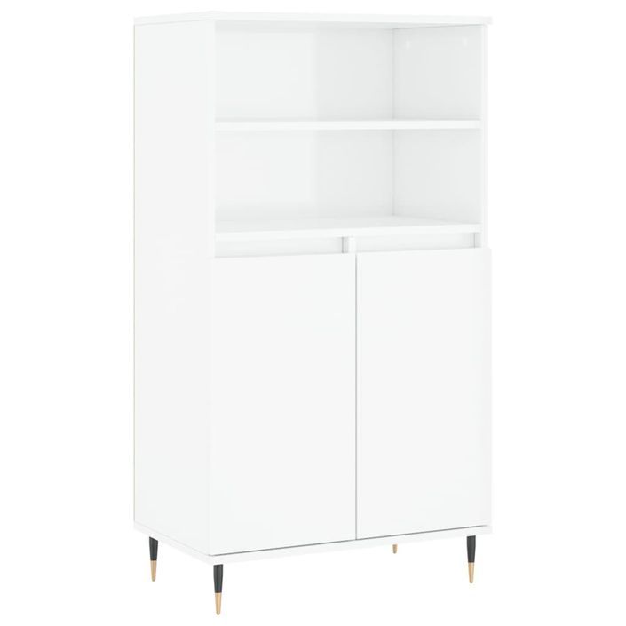 Buffet haut Blanc brillant 60x36x110 cm Bois d'ingénierie - Photo n°1