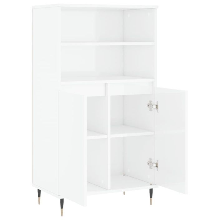 Buffet haut Blanc brillant 60x36x110 cm Bois d'ingénierie - Photo n°5