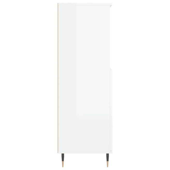 Buffet haut Blanc brillant 60x36x110 cm Bois d'ingénierie - Photo n°7