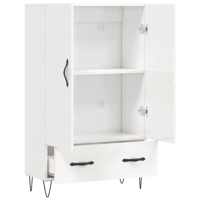 Buffet haut blanc brillant 69,5x31x115 cm bois d'ingénierie - Photo n°5