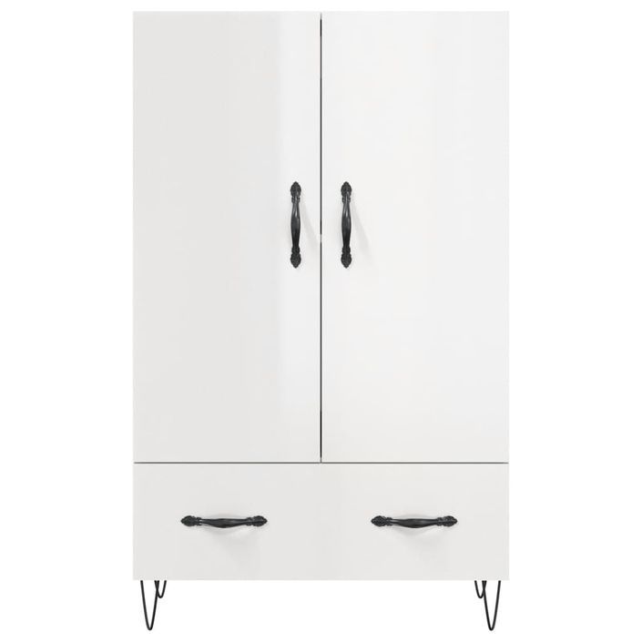 Buffet haut blanc brillant 69,5x31x115 cm bois d'ingénierie - Photo n°6