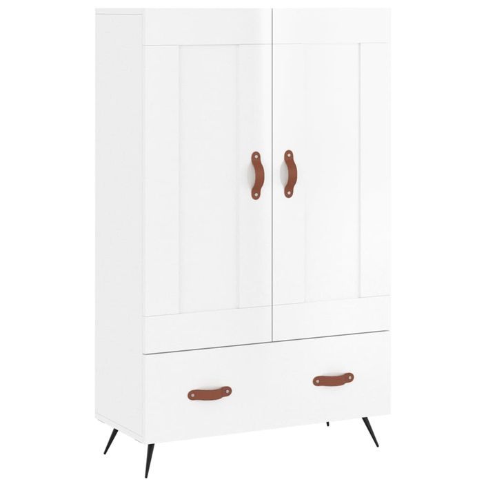 Buffet haut blanc brillant 69,5x31x115 cm bois d'ingénierie - Photo n°1