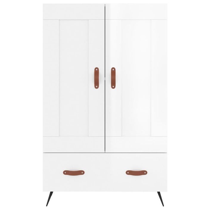 Buffet haut blanc brillant 69,5x31x115 cm bois d'ingénierie - Photo n°5