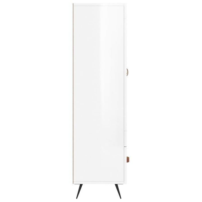 Buffet haut blanc brillant 69,5x31x115 cm bois d'ingénierie - Photo n°7