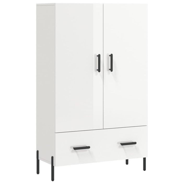 Buffet haut blanc brillant 69,5x31x115 cm bois d'ingénierie - Photo n°1