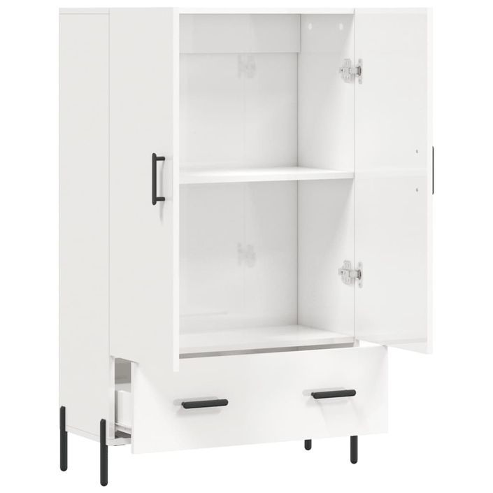 Buffet haut blanc brillant 69,5x31x115 cm bois d'ingénierie - Photo n°5