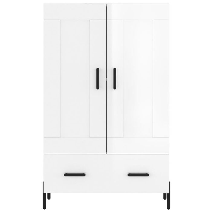 Buffet haut blanc brillant 69,5x31x115 cm bois d'ingénierie - Photo n°5