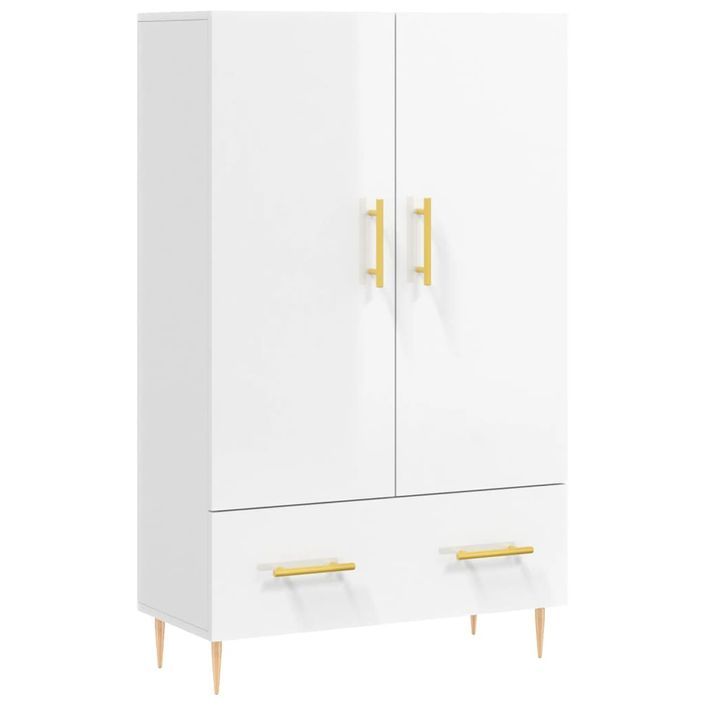 Buffet haut blanc brillant 69,5x31x115 cm bois d'ingénierie - Photo n°1