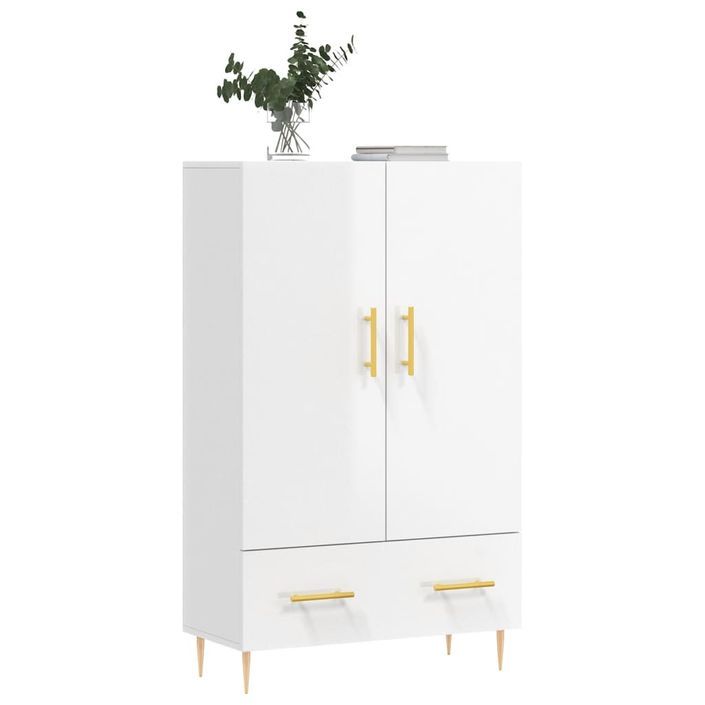 Buffet haut blanc brillant 69,5x31x115 cm bois d'ingénierie - Photo n°3