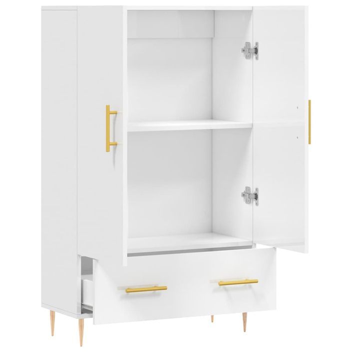 Buffet haut blanc brillant 69,5x31x115 cm bois d'ingénierie - Photo n°5