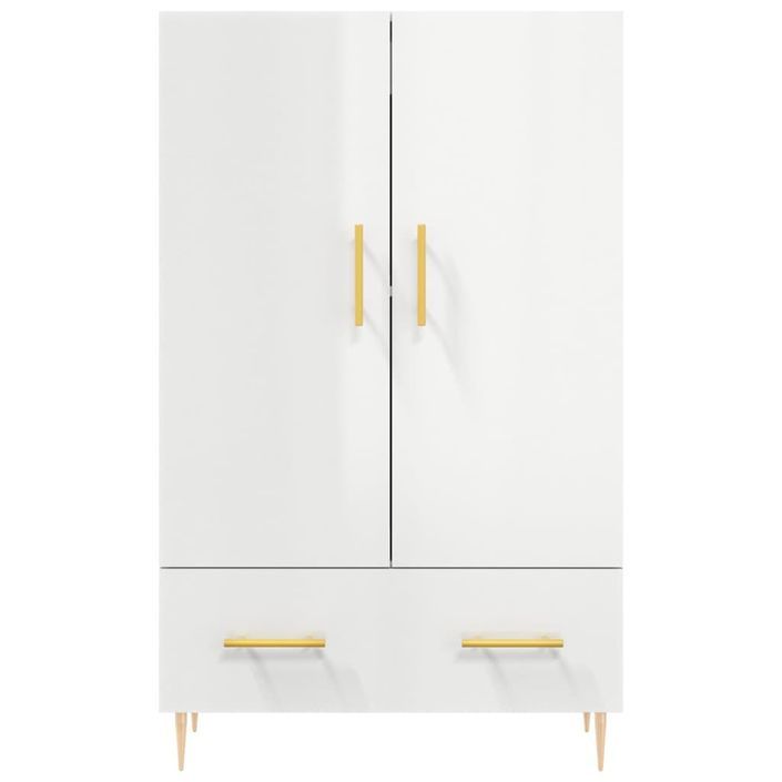 Buffet haut blanc brillant 69,5x31x115 cm bois d'ingénierie - Photo n°6