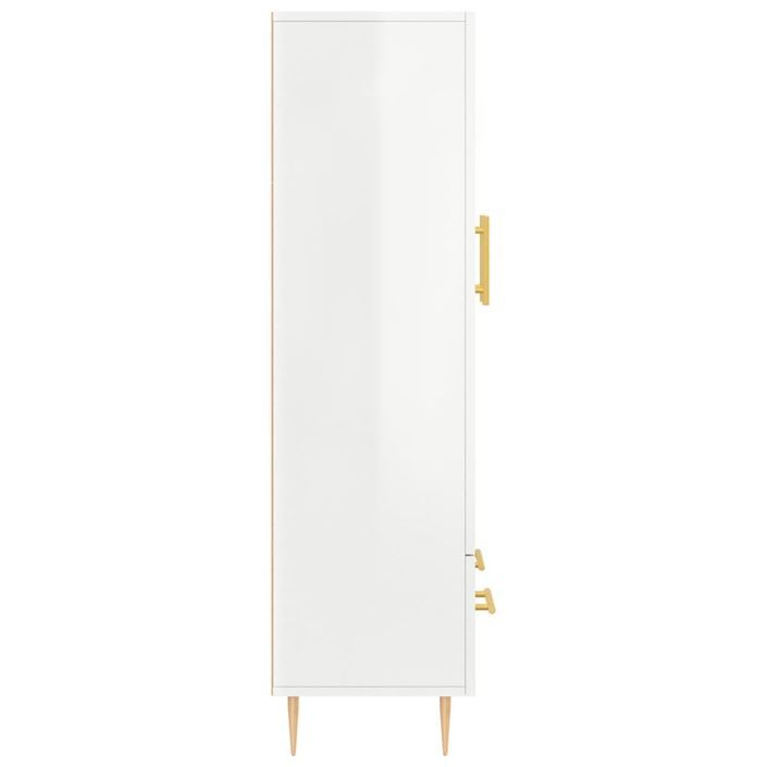 Buffet haut blanc brillant 69,5x31x115 cm bois d'ingénierie - Photo n°7