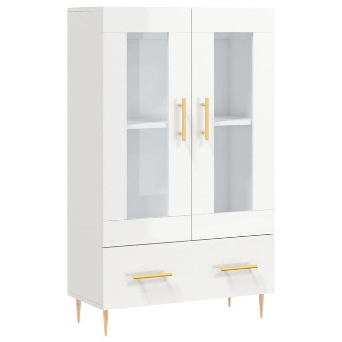 Buffet haut blanc brillant 69,5x31x115 cm bois d'ingénierie - Photo n°1