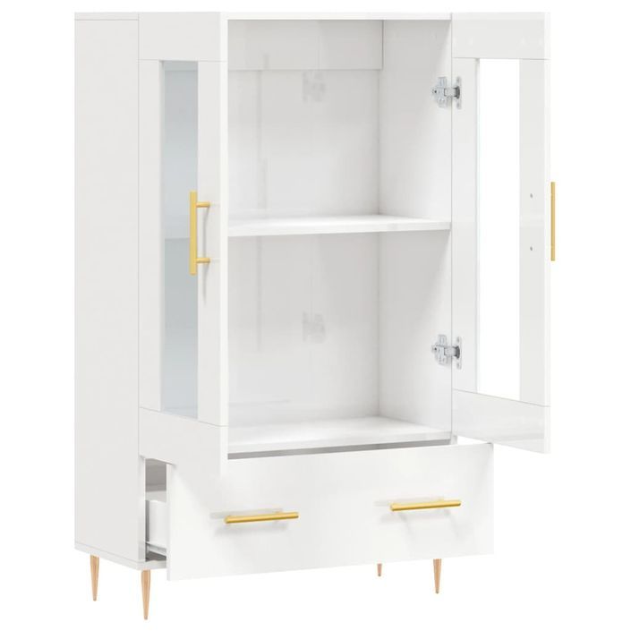 Buffet haut blanc brillant 69,5x31x115 cm bois d'ingénierie - Photo n°5