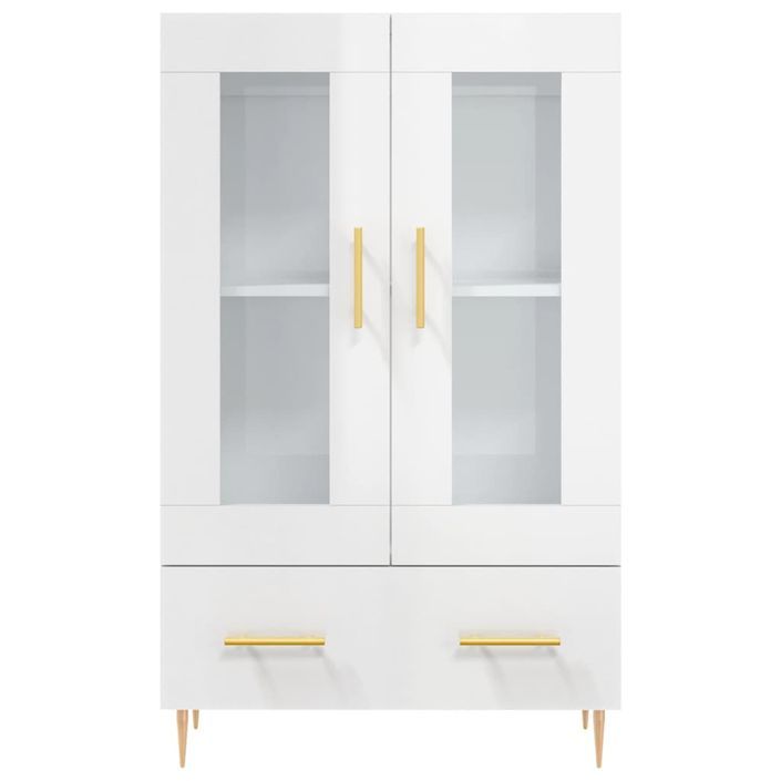 Buffet haut blanc brillant 69,5x31x115 cm bois d'ingénierie - Photo n°6