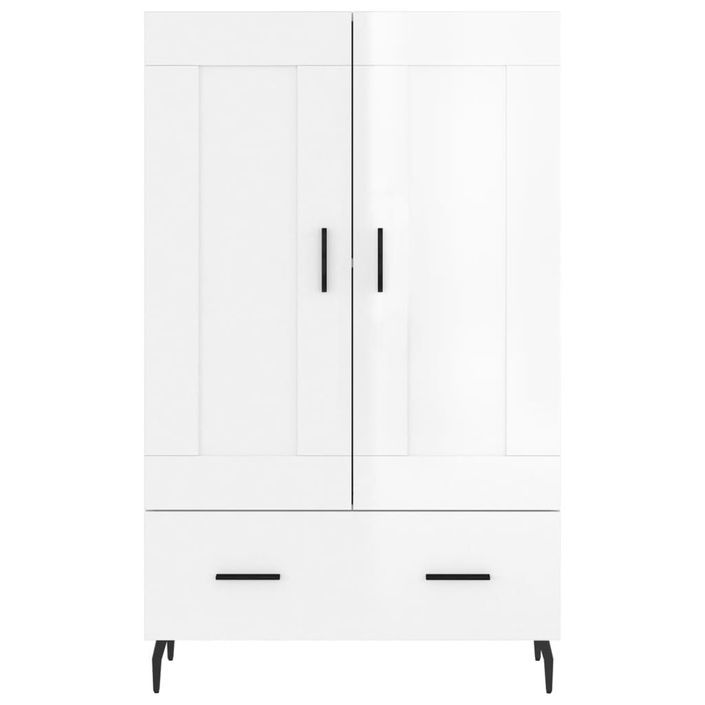 Buffet haut blanc brillant 69,5x31x115 cm bois d'ingénierie - Photo n°5