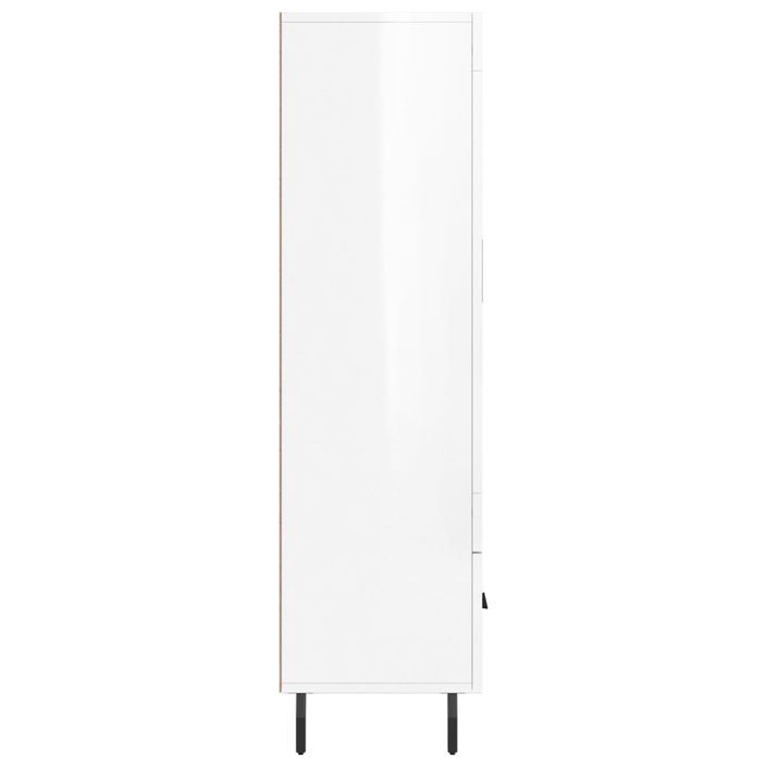 Buffet haut blanc brillant 69,5x31x115 cm bois d'ingénierie - Photo n°7