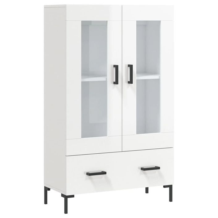 Buffet haut blanc brillant 69,5x31x115 cm bois d'ingénierie - Photo n°1