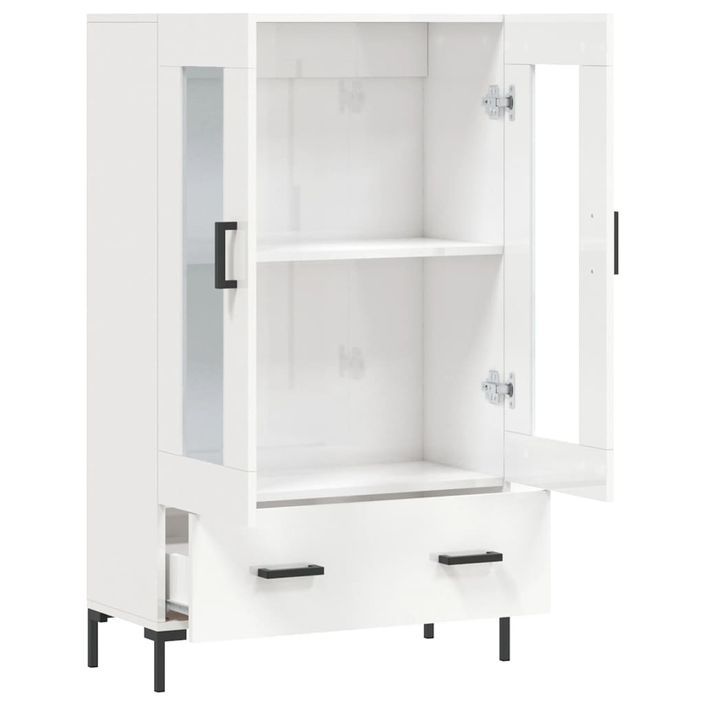 Buffet haut blanc brillant 69,5x31x115 cm bois d'ingénierie - Photo n°5