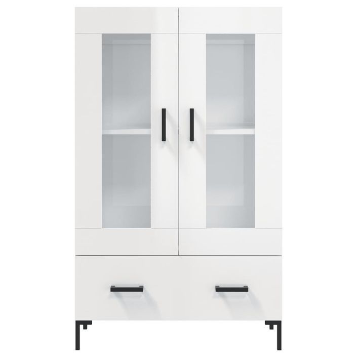 Buffet haut blanc brillant 69,5x31x115 cm bois d'ingénierie - Photo n°6