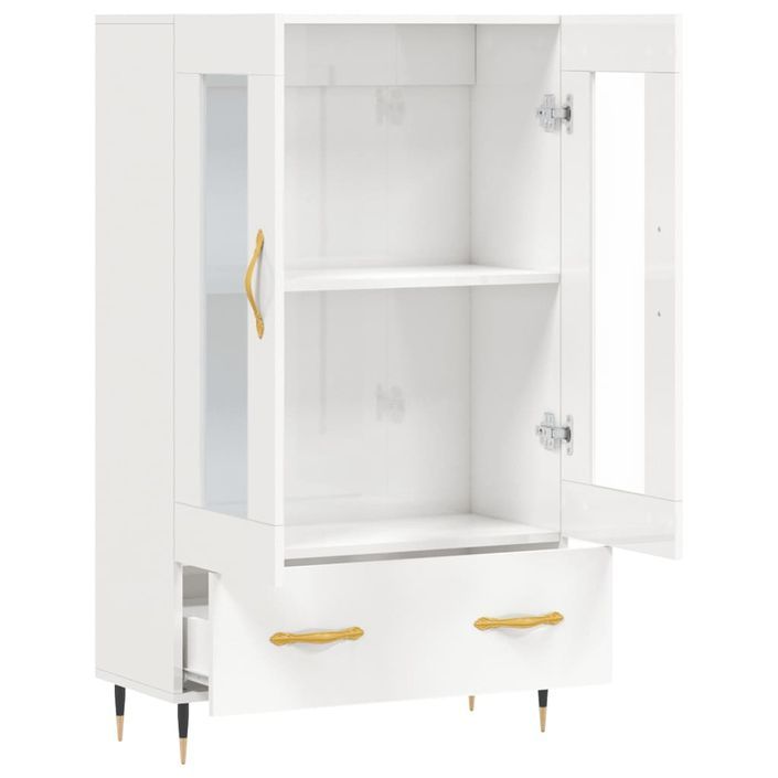 Buffet haut blanc brillant 69,5x31x115 cm bois d'ingénierie - Photo n°5