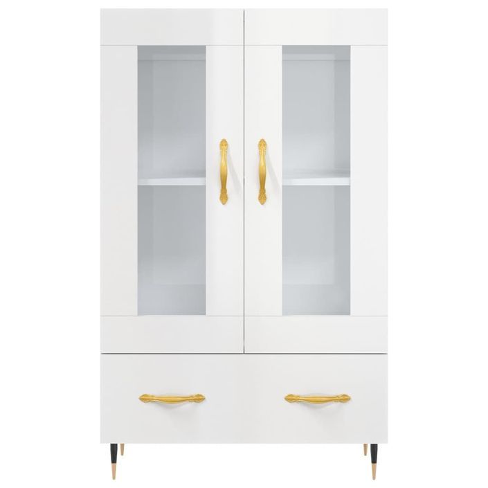 Buffet haut blanc brillant 69,5x31x115 cm bois d'ingénierie - Photo n°6