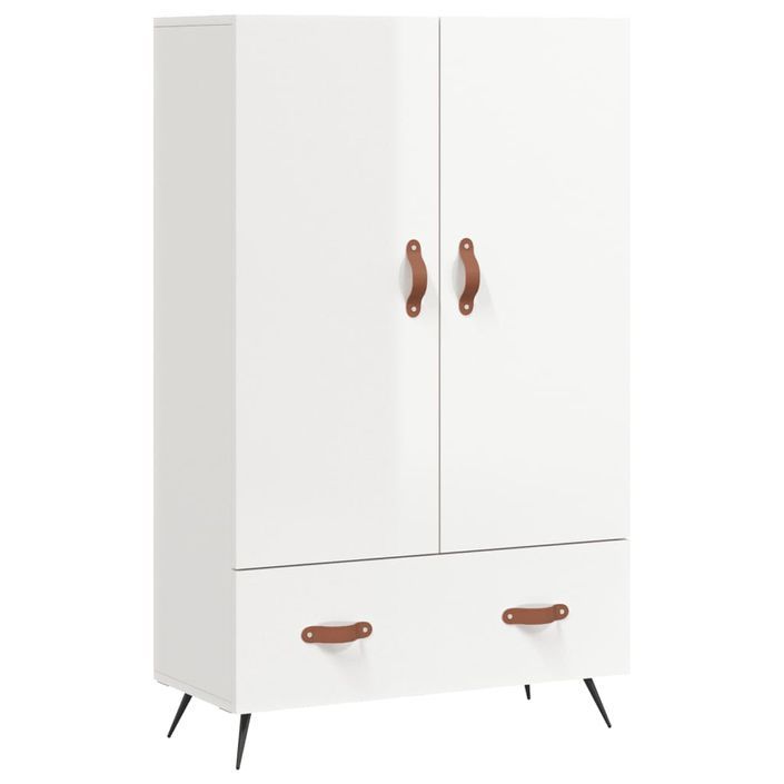 Buffet haut blanc brillant 69,5x31x115 cm bois d'ingénierie - Photo n°1