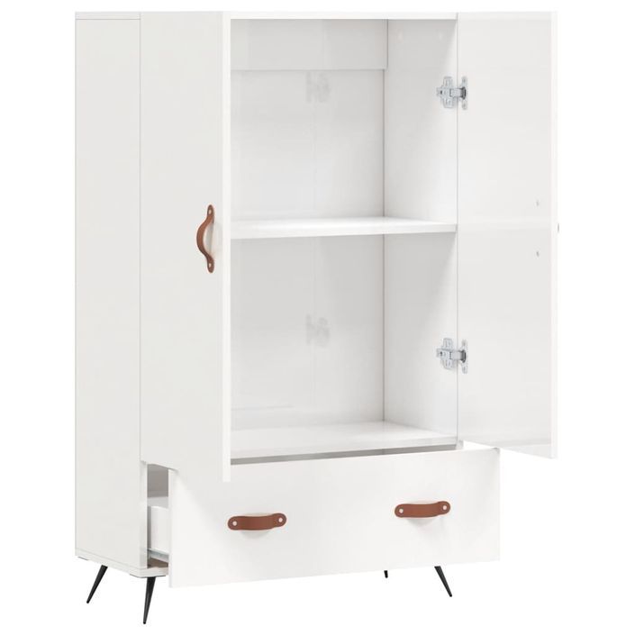 Buffet haut blanc brillant 69,5x31x115 cm bois d'ingénierie - Photo n°5