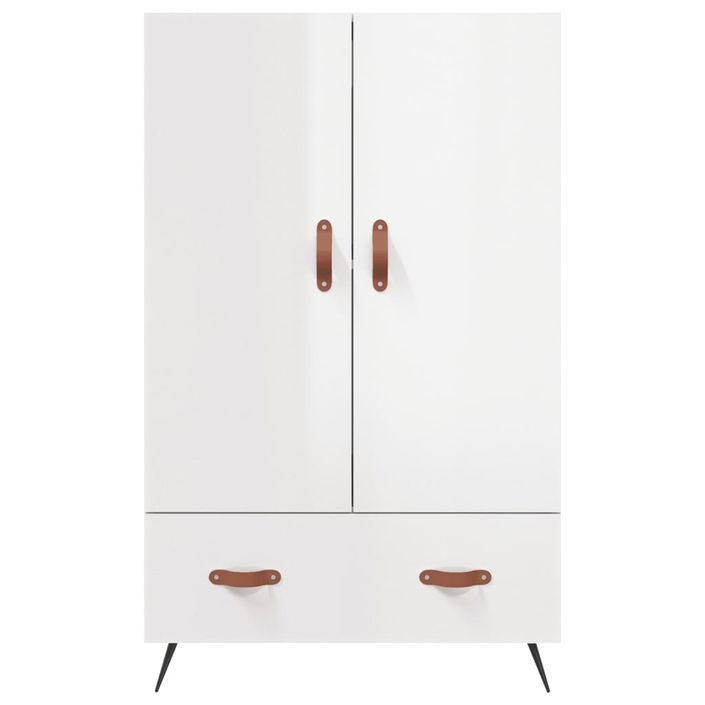 Buffet haut blanc brillant 69,5x31x115 cm bois d'ingénierie - Photo n°6