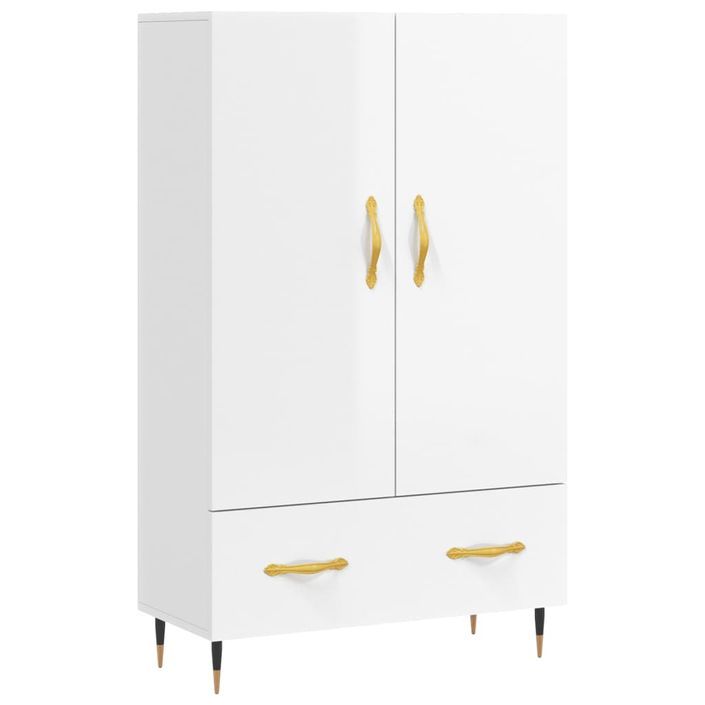 Buffet haut blanc brillant 69,5x31x115 cm bois d'ingénierie - Photo n°1