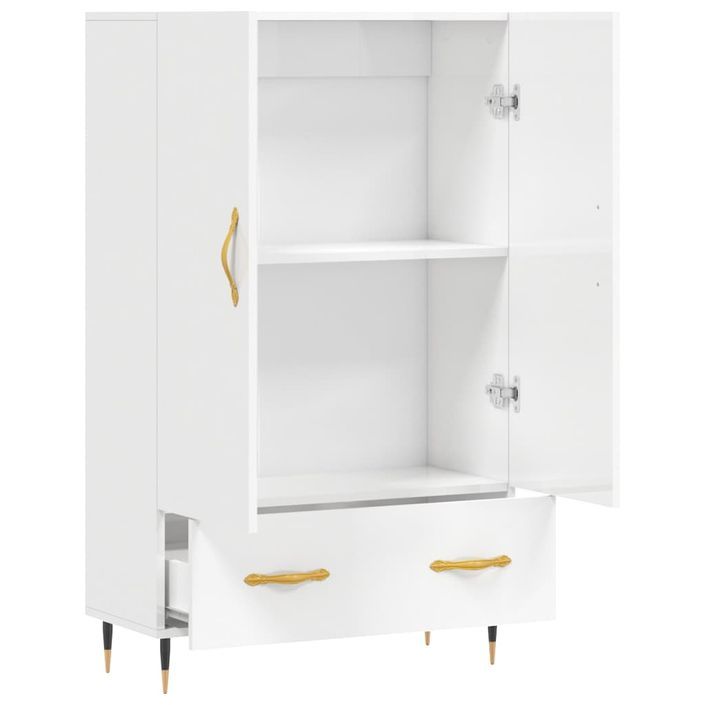 Buffet haut blanc brillant 69,5x31x115 cm bois d'ingénierie - Photo n°5