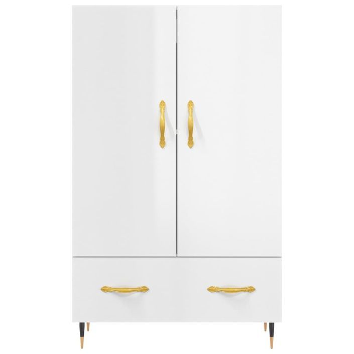 Buffet haut blanc brillant 69,5x31x115 cm bois d'ingénierie - Photo n°6