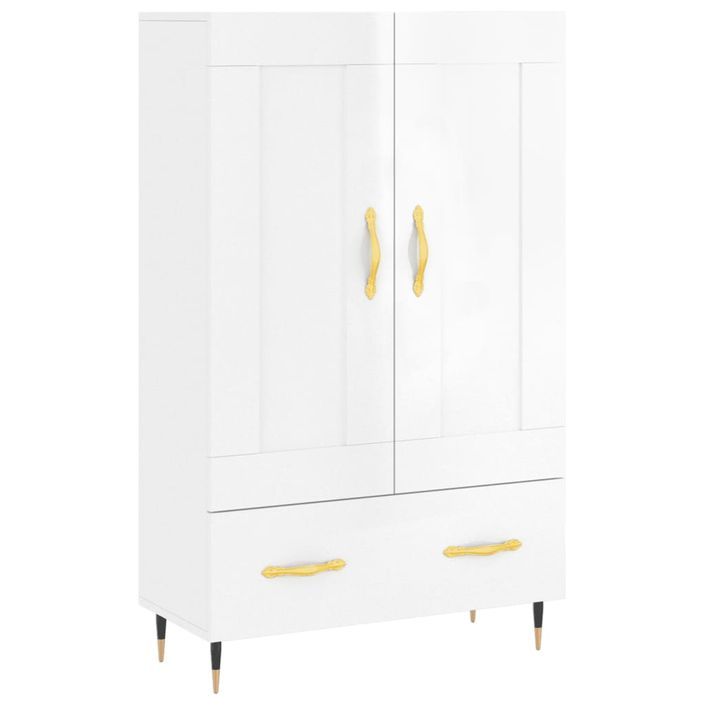 Buffet haut blanc brillant 69,5x31x115 cm bois d'ingénierie - Photo n°1