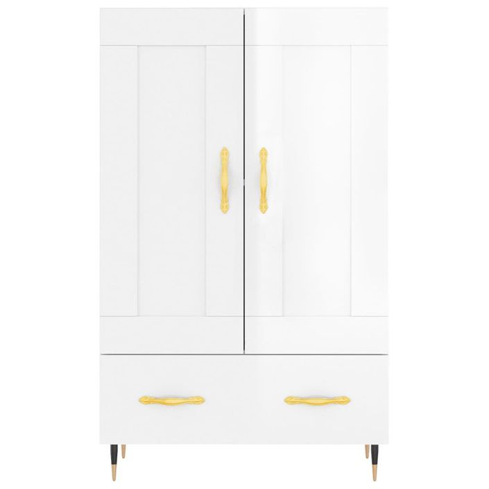 Buffet haut blanc brillant 69,5x31x115 cm bois d'ingénierie - Photo n°5