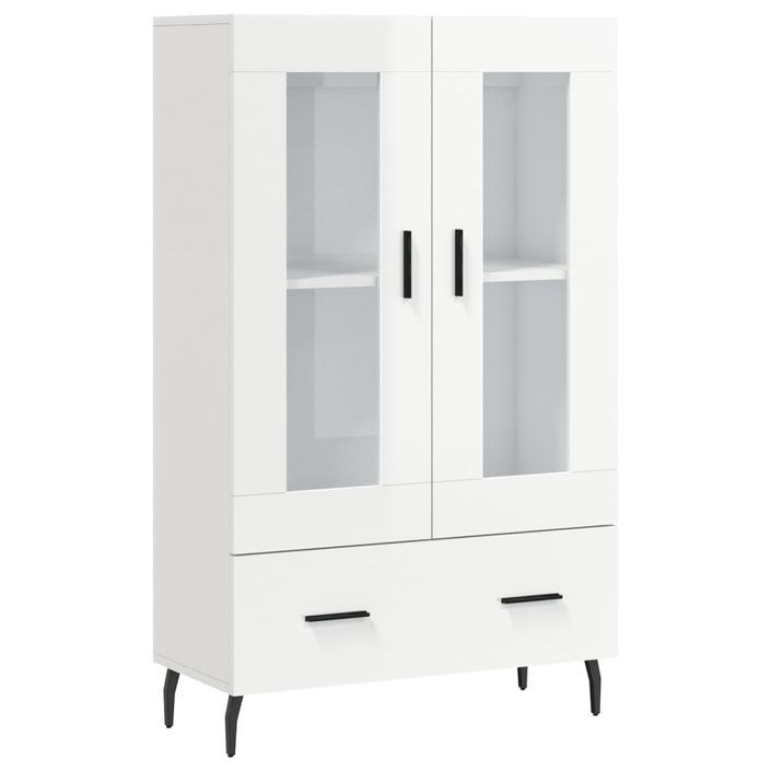 Buffet haut blanc brillant 69,5x31x115 cm bois d'ingénierie - Photo n°1