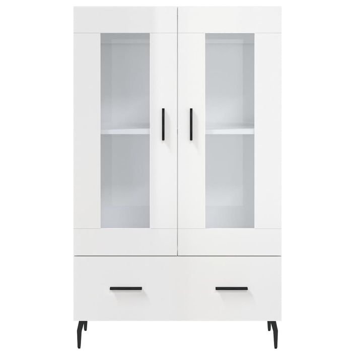 Buffet haut blanc brillant 69,5x31x115 cm bois d'ingénierie - Photo n°6