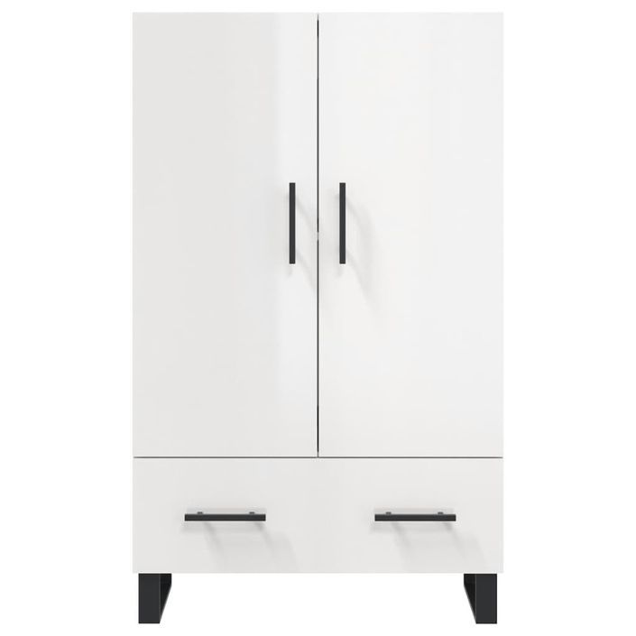 Buffet haut blanc brillant 69,5x31x115 cm bois d'ingénierie - Photo n°6