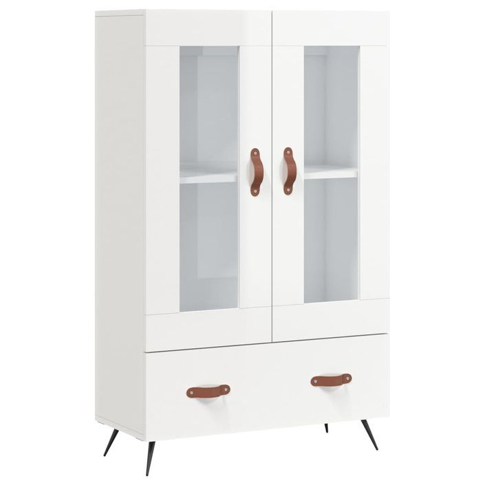 Buffet haut blanc brillant 69,5x31x115 cm bois d'ingénierie - Photo n°1