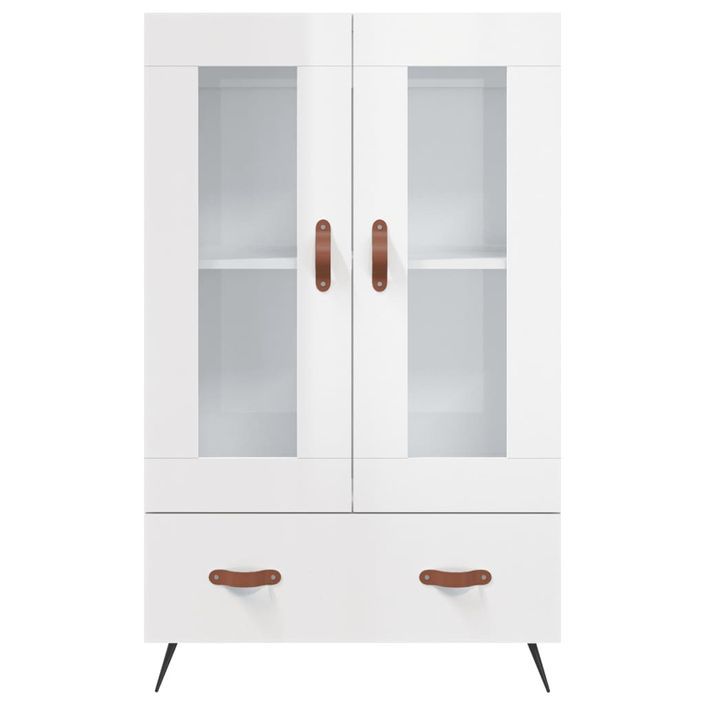 Buffet haut blanc brillant 69,5x31x115 cm bois d'ingénierie - Photo n°6