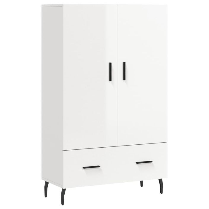 Buffet haut blanc brillant 69,5x31x115 cm bois d'ingénierie - Photo n°1