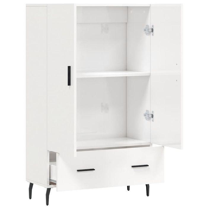 Buffet haut blanc brillant 69,5x31x115 cm bois d'ingénierie - Photo n°5