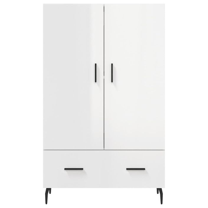 Buffet haut blanc brillant 69,5x31x115 cm bois d'ingénierie - Photo n°6