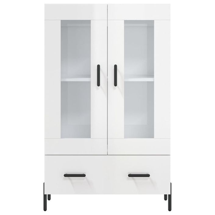 Buffet haut blanc brillant 69,5x31x115 cm bois d'ingénierie - Photo n°6