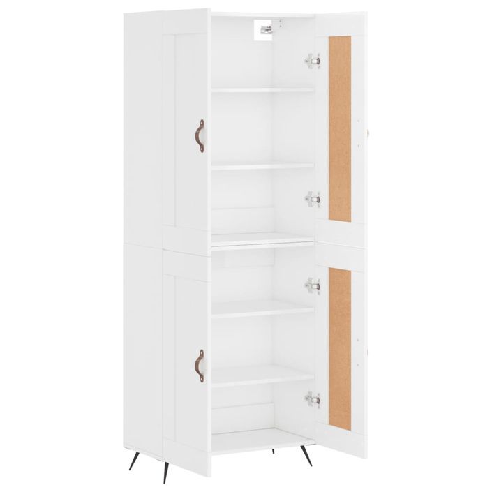 Buffet haut Blanc brillant 69,5x34x180 cm Bois d'ingénierie - Photo n°4