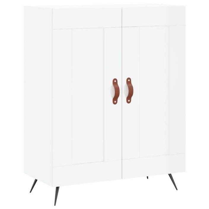 Buffet haut Blanc brillant 69,5x34x180 cm Bois d'ingénierie - Photo n°7