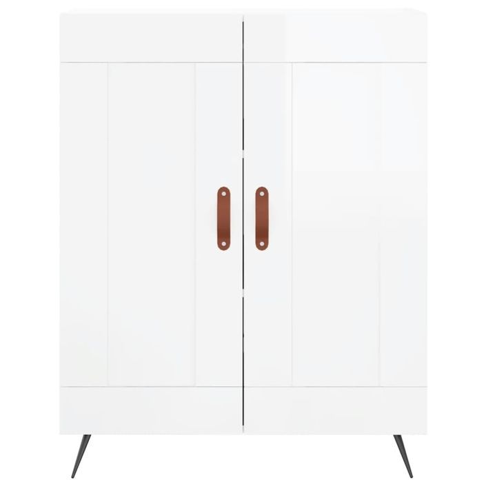 Buffet haut Blanc brillant 69,5x34x180 cm Bois d'ingénierie - Photo n°8